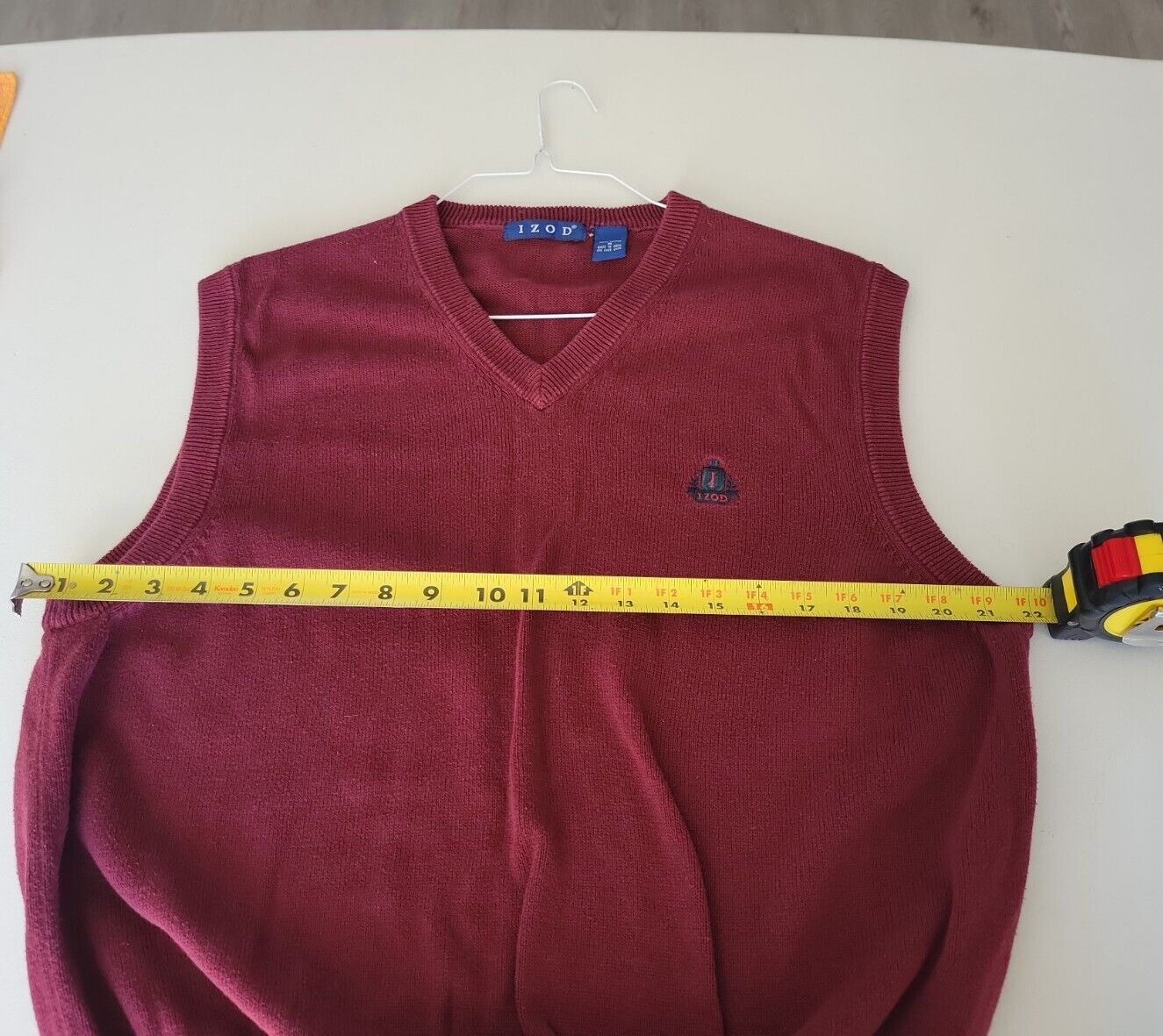 Mens Izod 90s Sweater Vest Sz M Burgandy Red - image 6