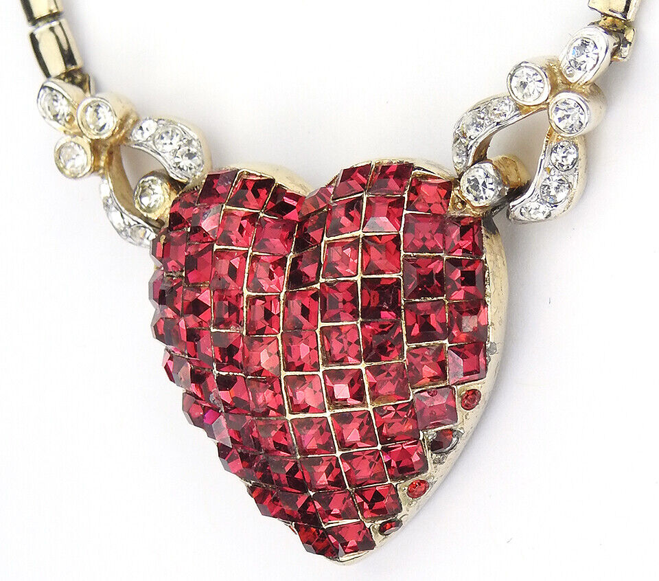 Corocraft Gold Pave and Invisibly Set Ruby Heart … - image 7