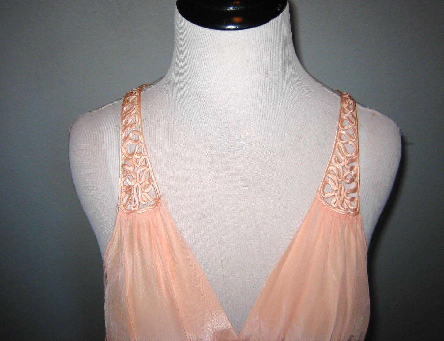 Lg. 1930's-40's,Silk,long vintage nightgown,peach… - image 13