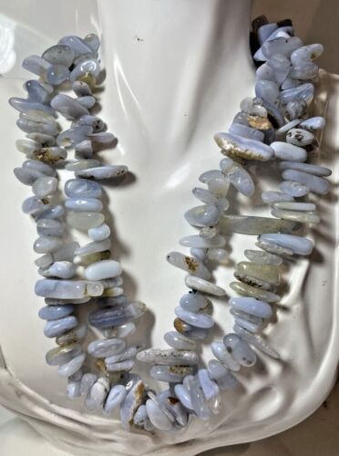 Vintage Chunky Heavy Lavender Blue Lace Agate Ston