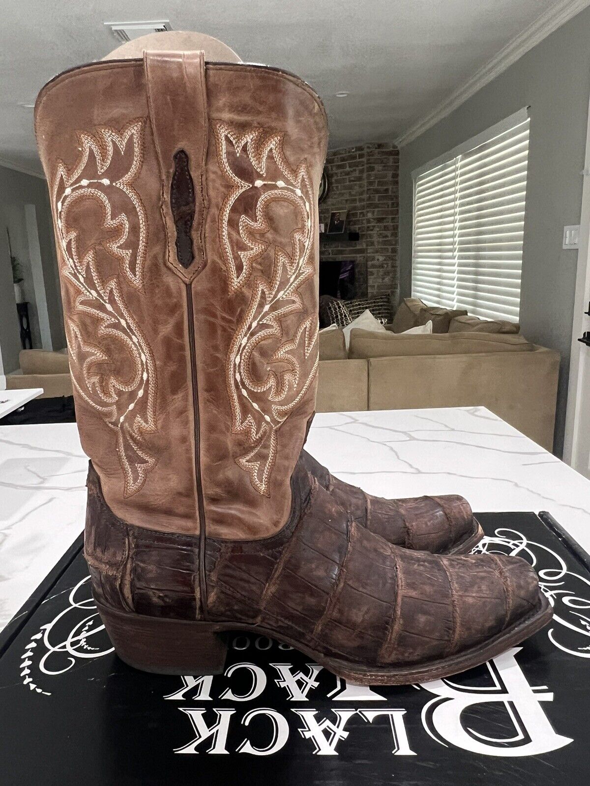 Lucchese Giant alligator burke boots chocolate br… - image 5