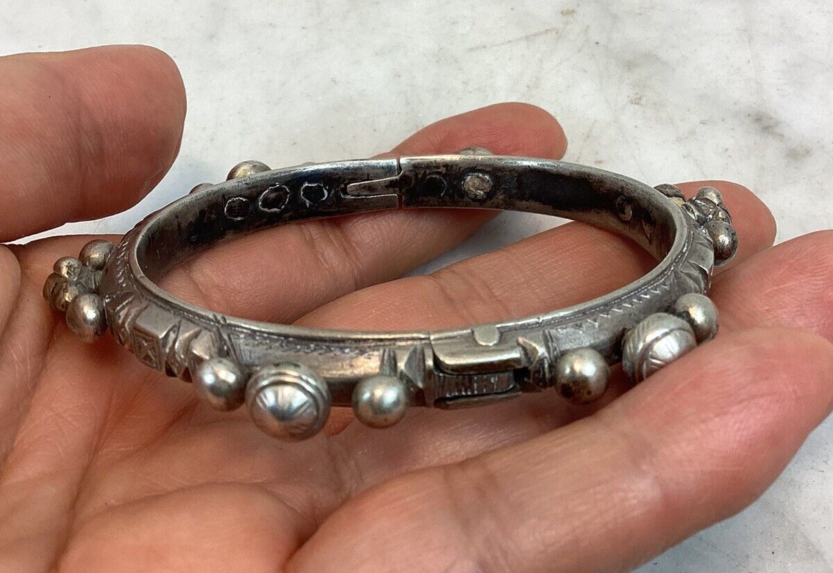 Antique Vintage Morocco Silver Mizam Bangle Brace… - image 18