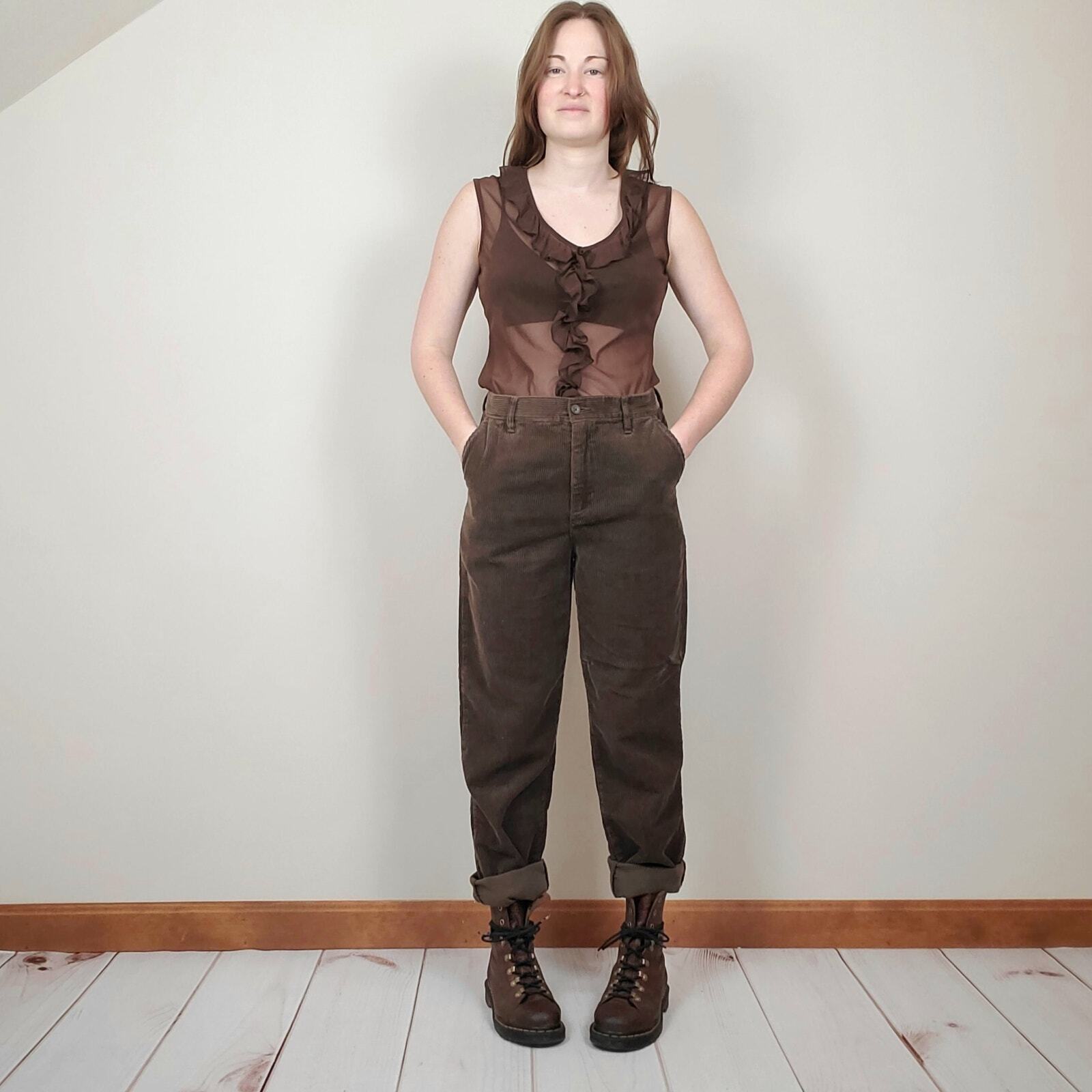 Vintage 90s Y2K Chocolate Brown Sheer Mesh Ruffle… - image 1