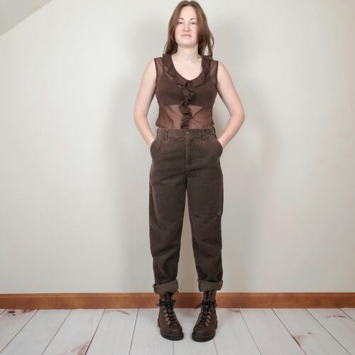 Vintage 90s Y2K Chocolate Brown Sheer Mesh Ruffle… - image 1