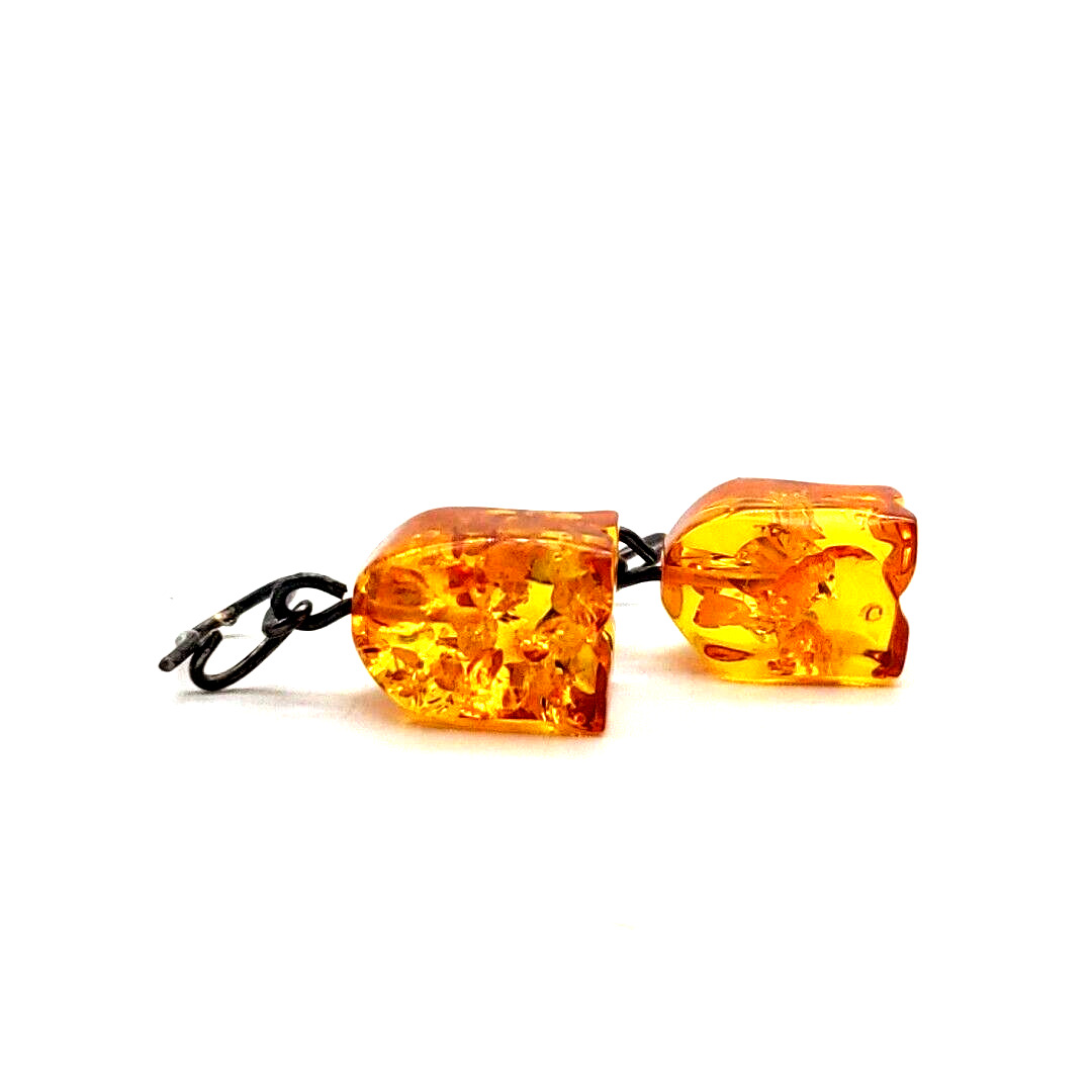 Vintage Sterling Silver Baltic Amber Earrings Car… - image 4