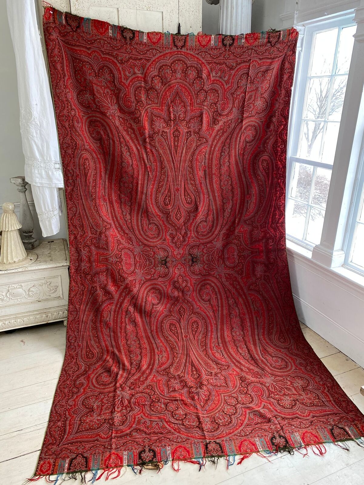 French Paisley shawl 19th century antique wool te… - image 2