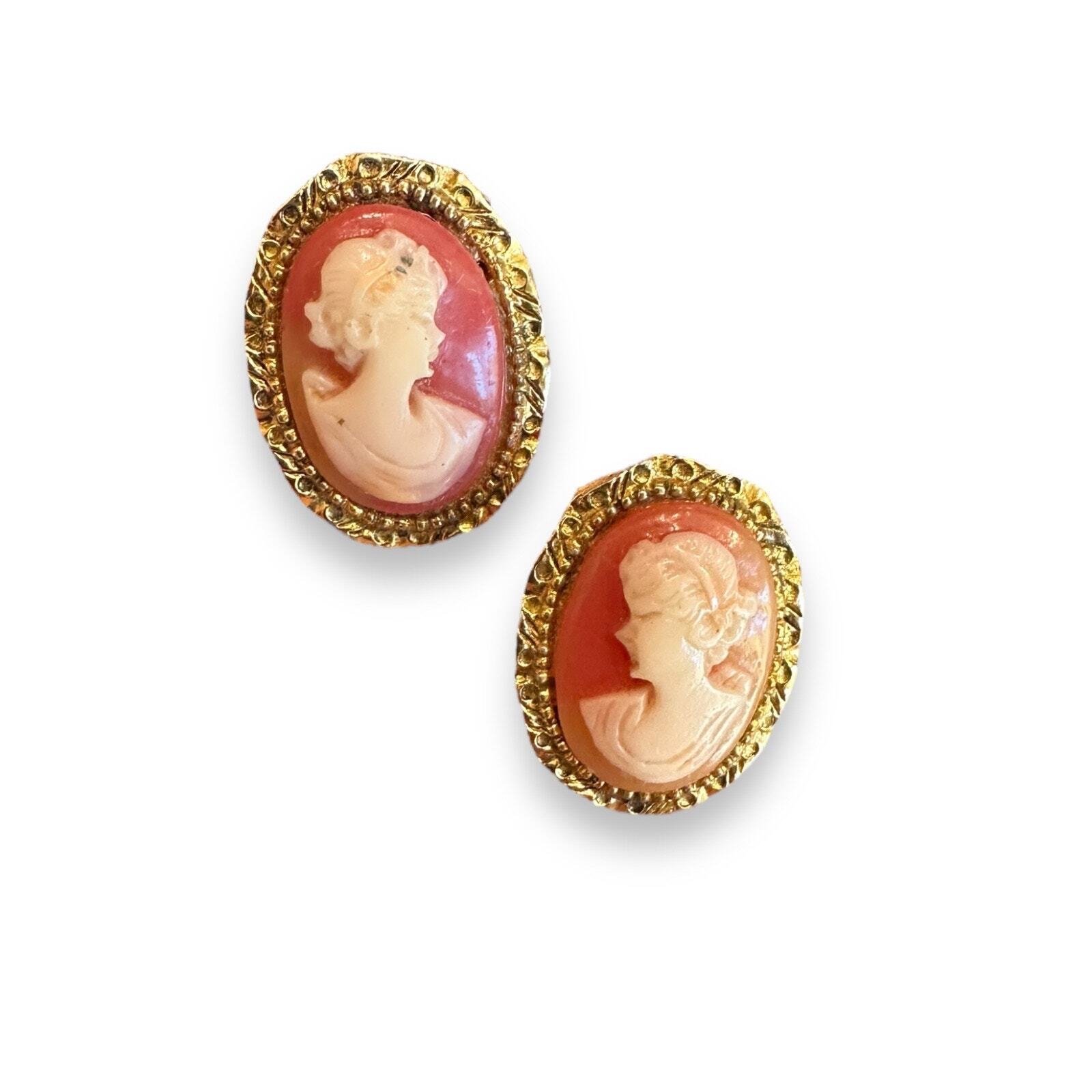 Cameo Lady Silhouette Portrait Clip Earrings - image 2