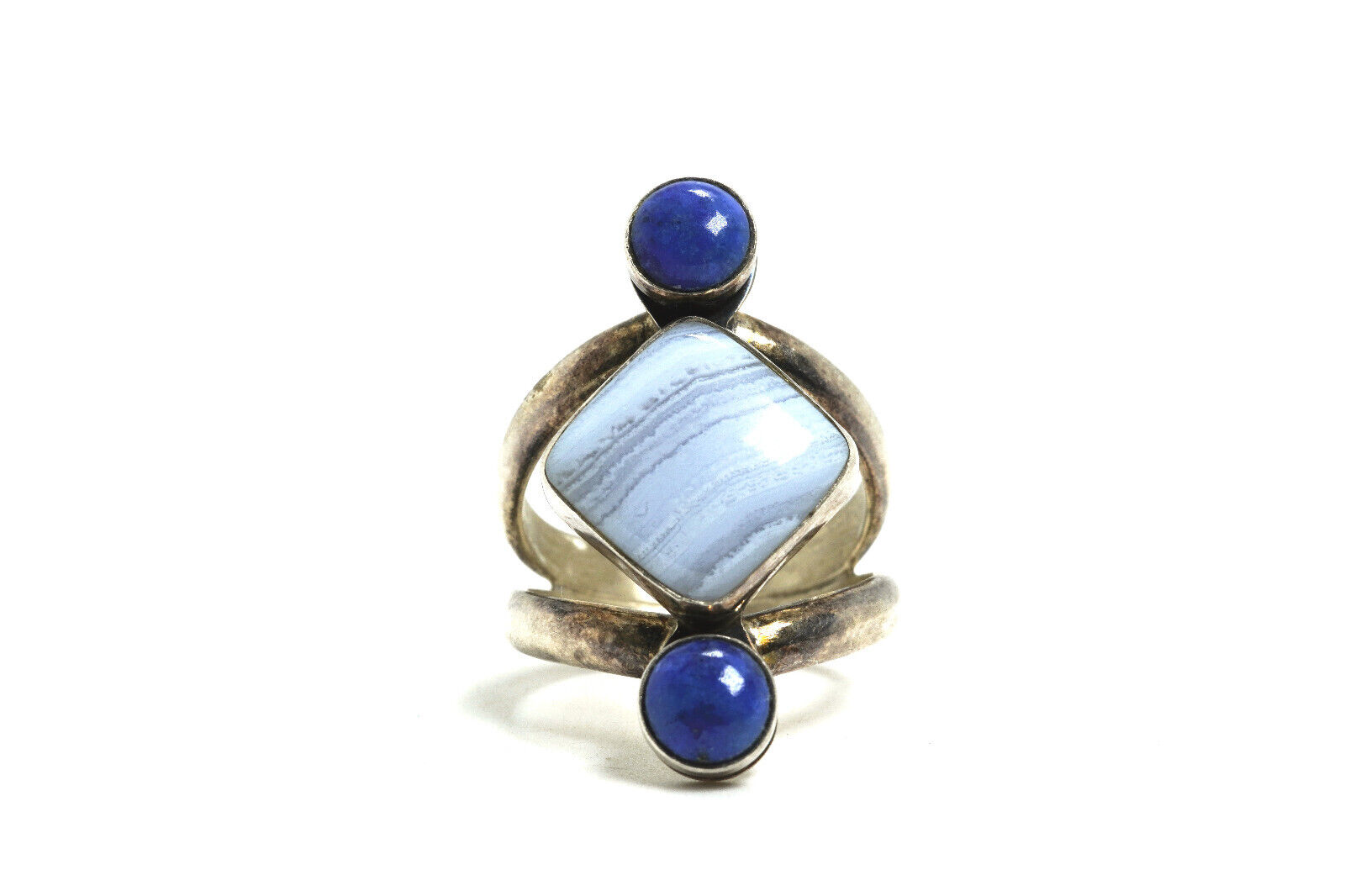 DTR Desert Rose Trading Lace Agate & Lapis Ring, … - image 1