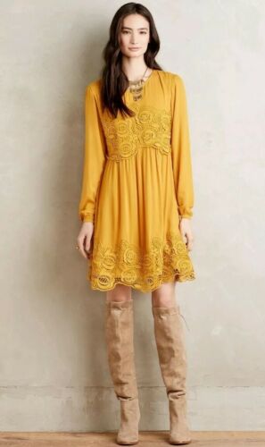 ANTHROPOLOGIE MAEVE LACE INTERLUDE SWING DRESS DAR