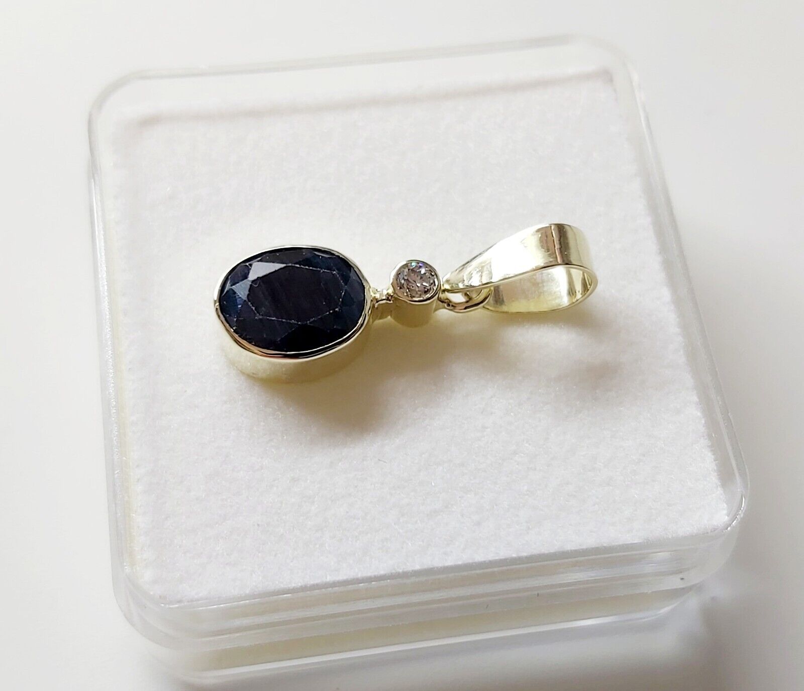 Solid 14K Yellow Gold Natural Dark Blue Sapphire … - image 8