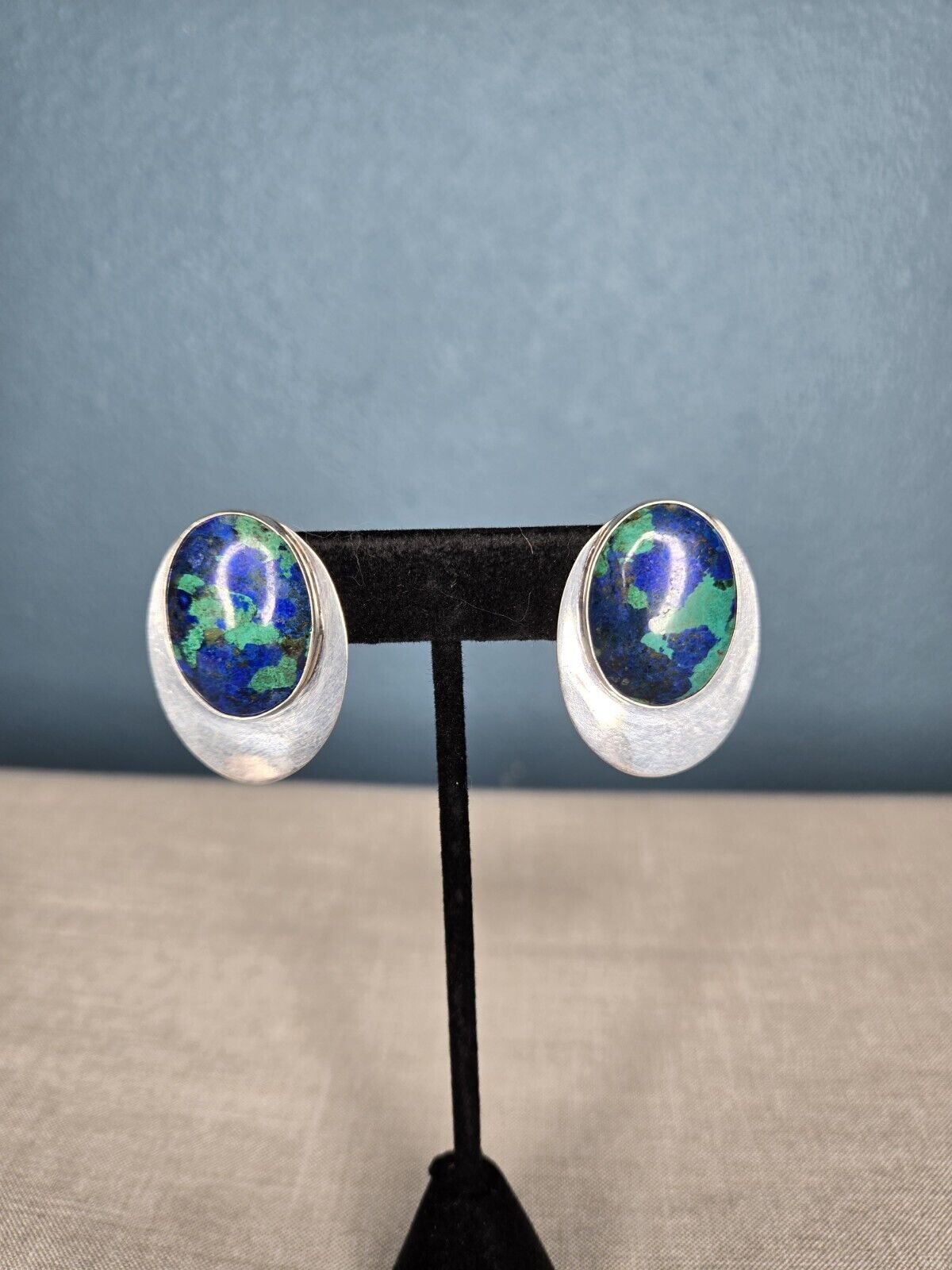 Vintage Handmade Azurite Malachite Sterling Silve… - image 2