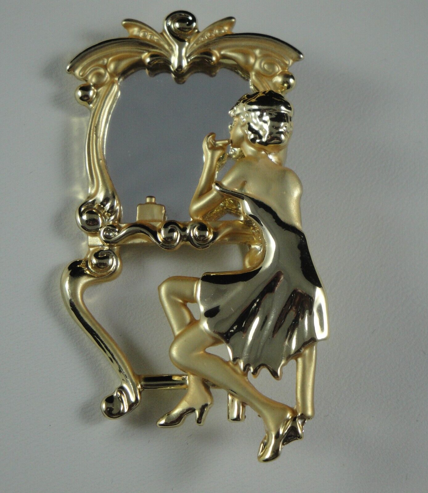 Vintage Signed AJC Beautiful Girl Brooch Pin - image 1