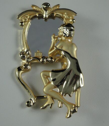 Vintage Signed AJC Beautiful Girl Brooch Pin - image 1