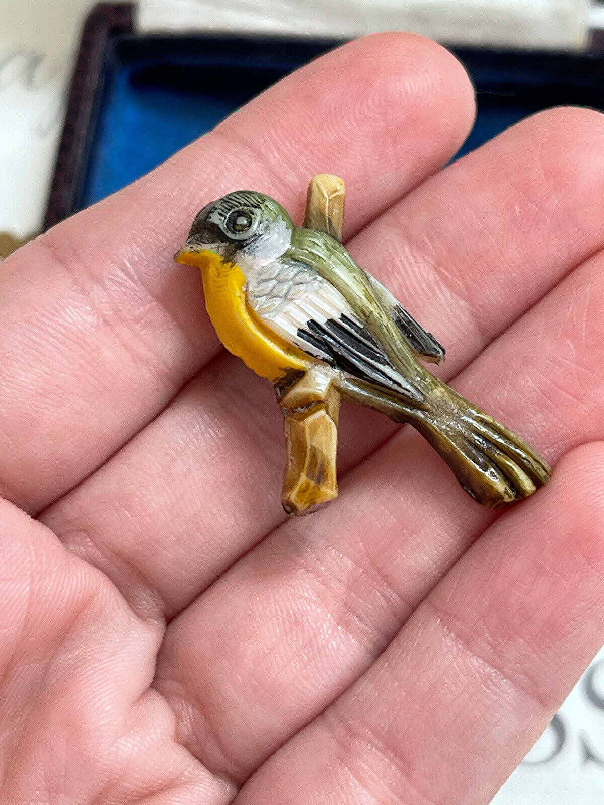 Antique Bird brooch 1900s Celluloid Early Plastic… - image 1