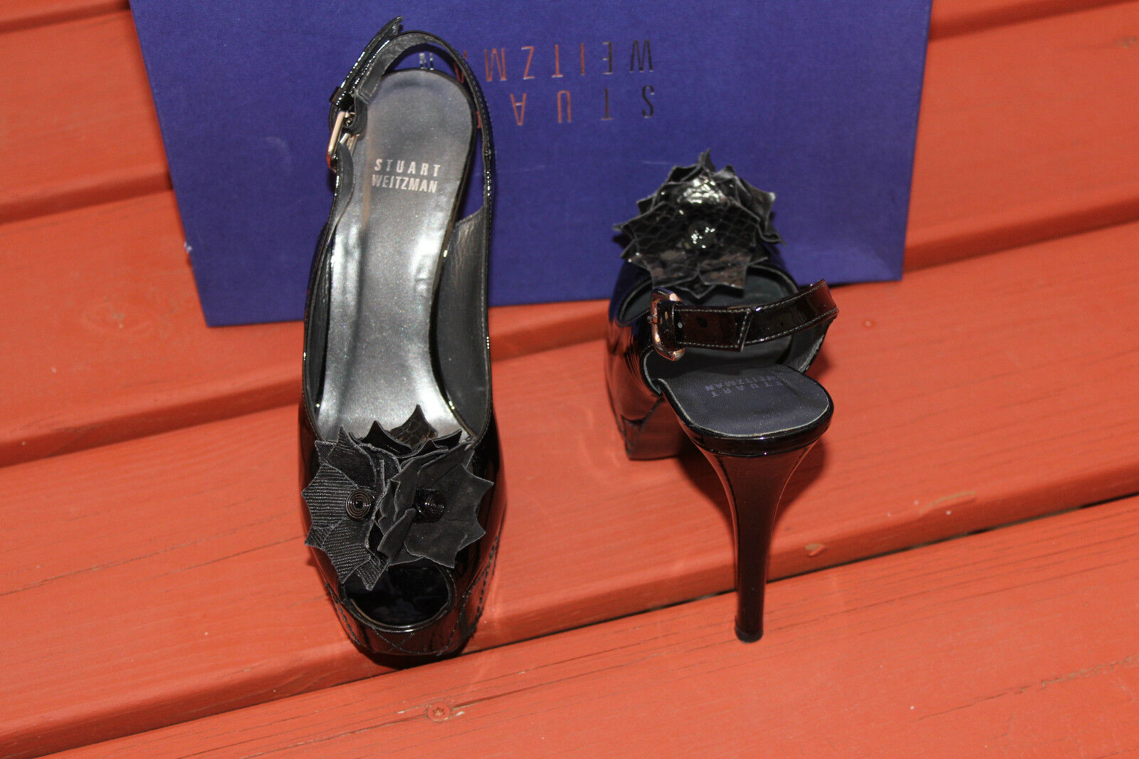 STUART WEITZMAN KIMBOW BLACK PATENT #6.5 $375 - image 2