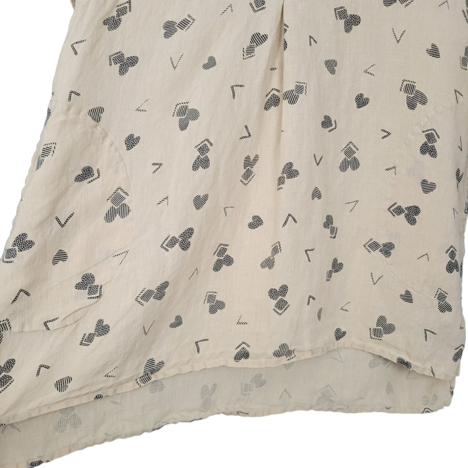 GUDRUN SJODEN Top M Beige Heart Print Linen 3/4 S… - image 9