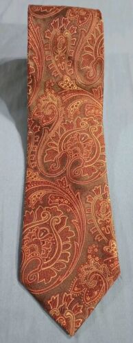 Chaps Tie Green Burnt Orange Paisley Silk