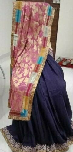 Om Vintage Indian Sari Thread Woven Black Saree Fa