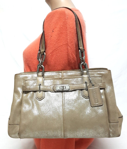 COACH CHELSEA JAYDEN METALLIC LEATHER CARRYALL SAT