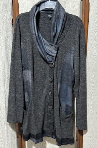 Women's Fantazia Tunic Jacket TOP Gray Blue Button