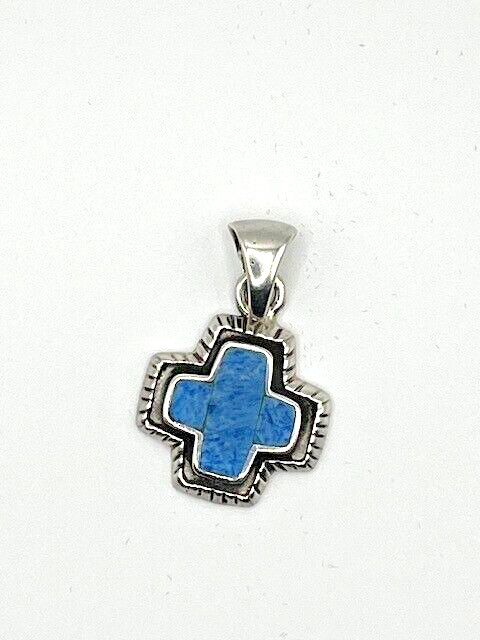 925 Sterling Silver and blue lapis cross pendant - image 2