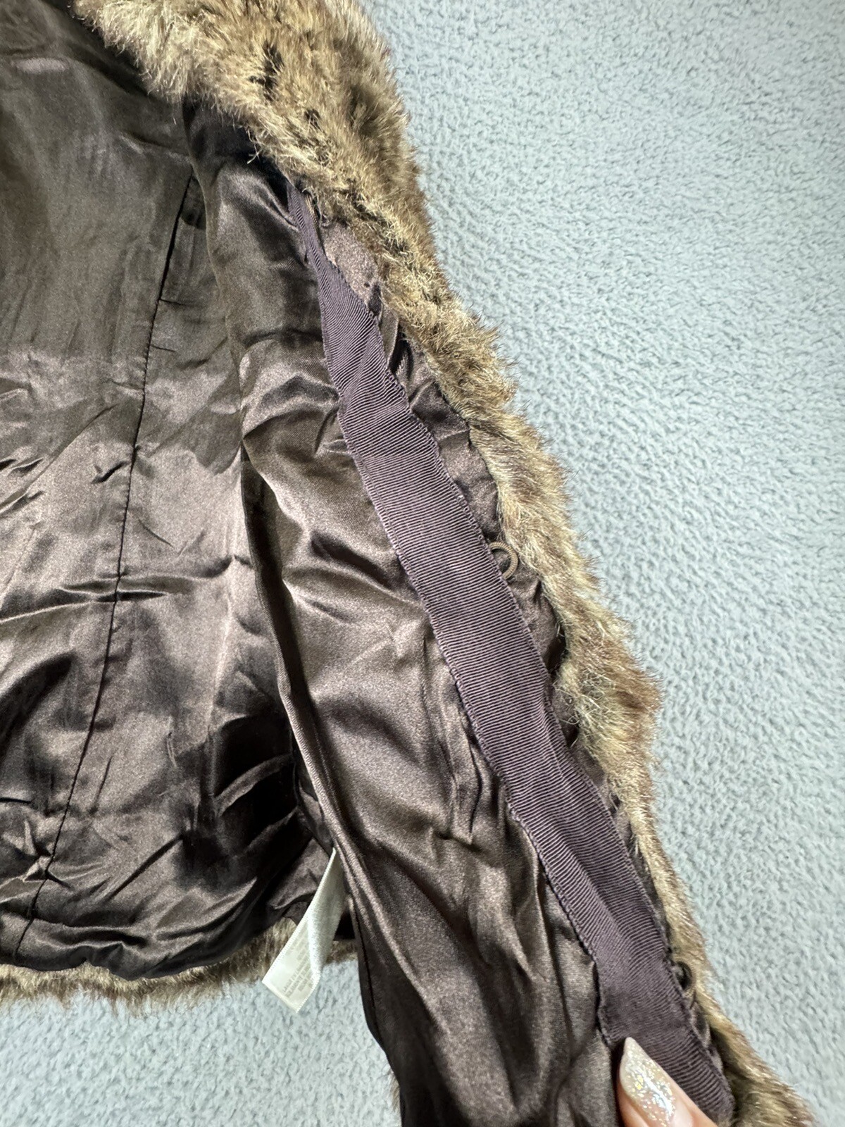 I Love Robson Vest Womens Large Brown Faux Fur Li… - image 7