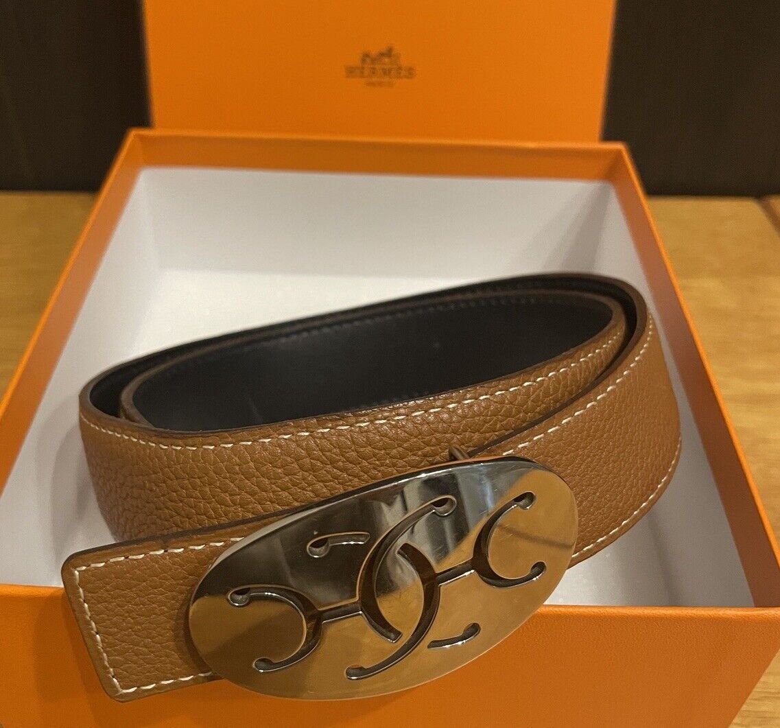 USED AUTHENTIC HERMES REVERSIBLE BELT SIZE 80 - image 1