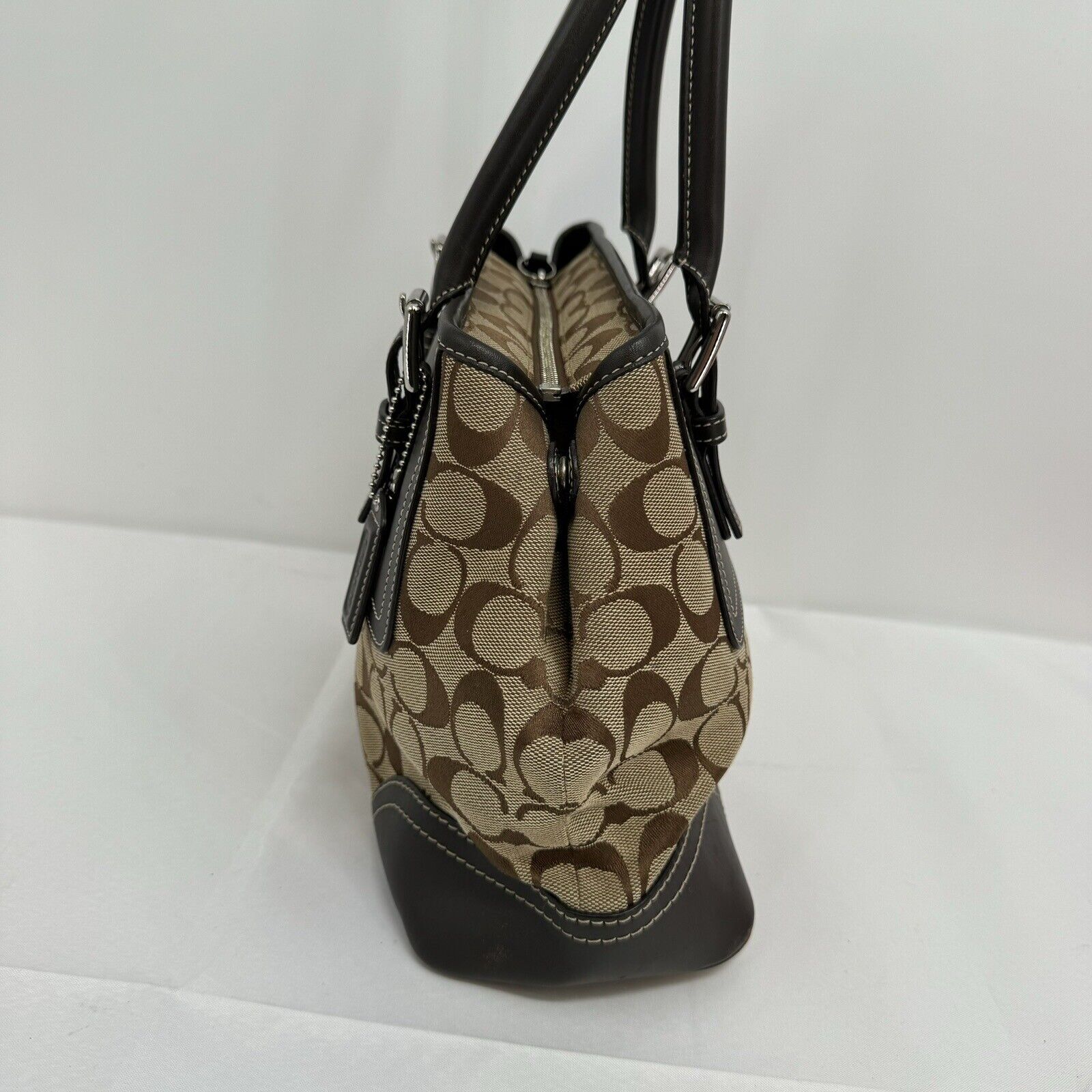 Coach Hampton Brown Khaki Signature Jacquard Leat… - image 4