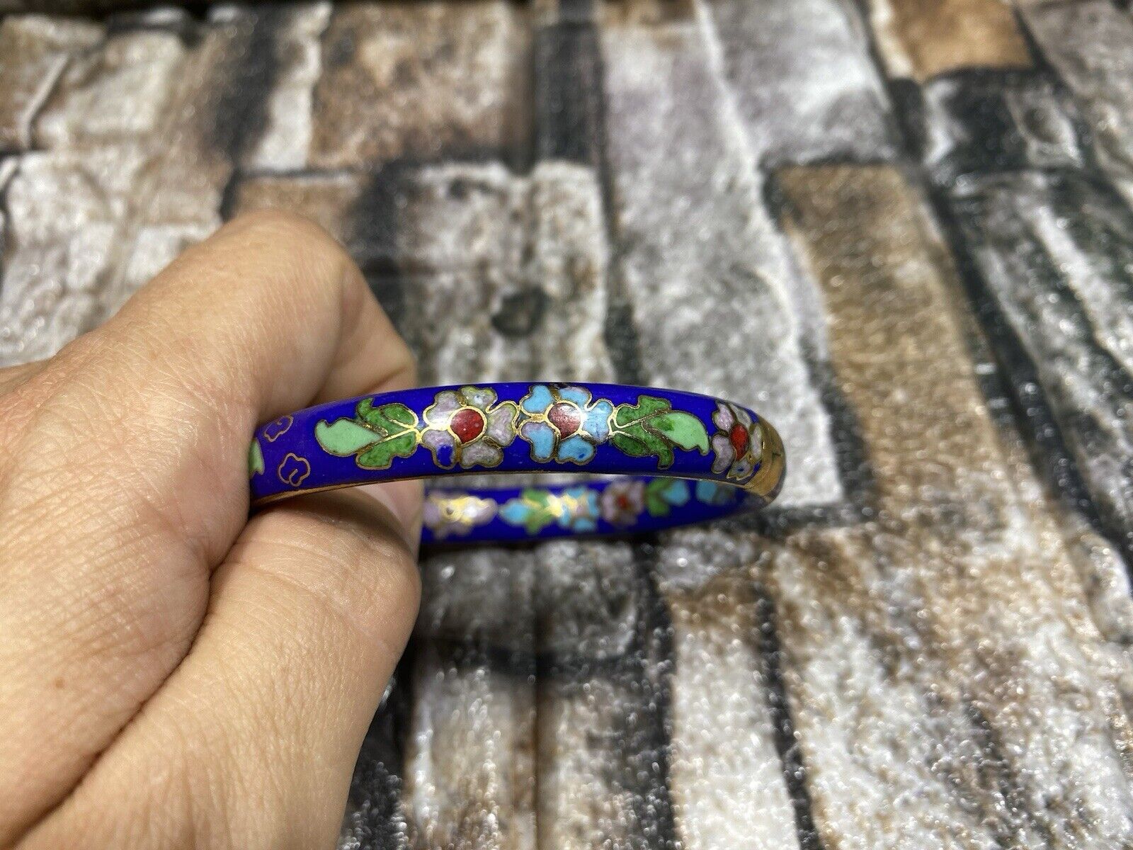 Vintage Chinese Cloisonne Enamel Bracelet Copper … - image 2