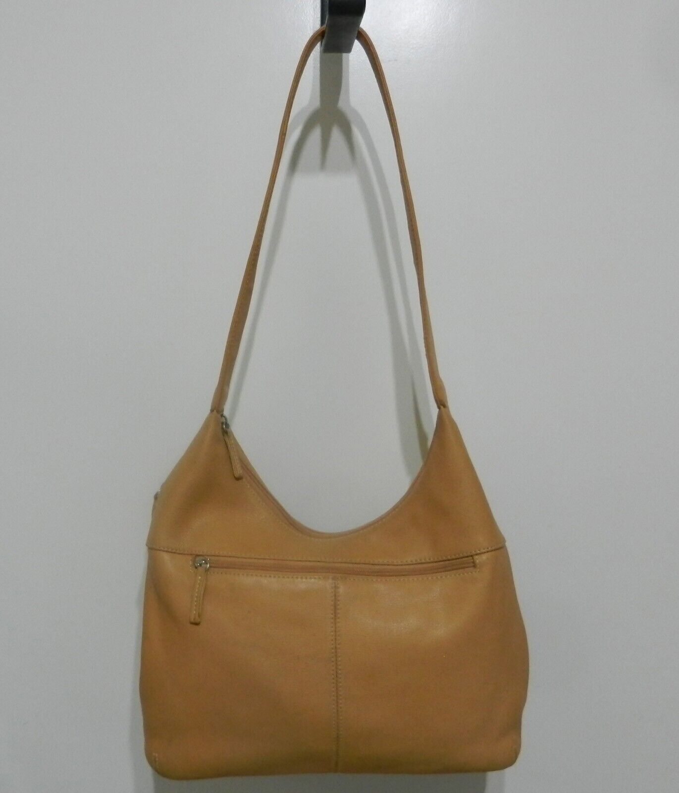 Tignanello Camel Tan Pebbled Leather Hobo Top-Zip… - image 1