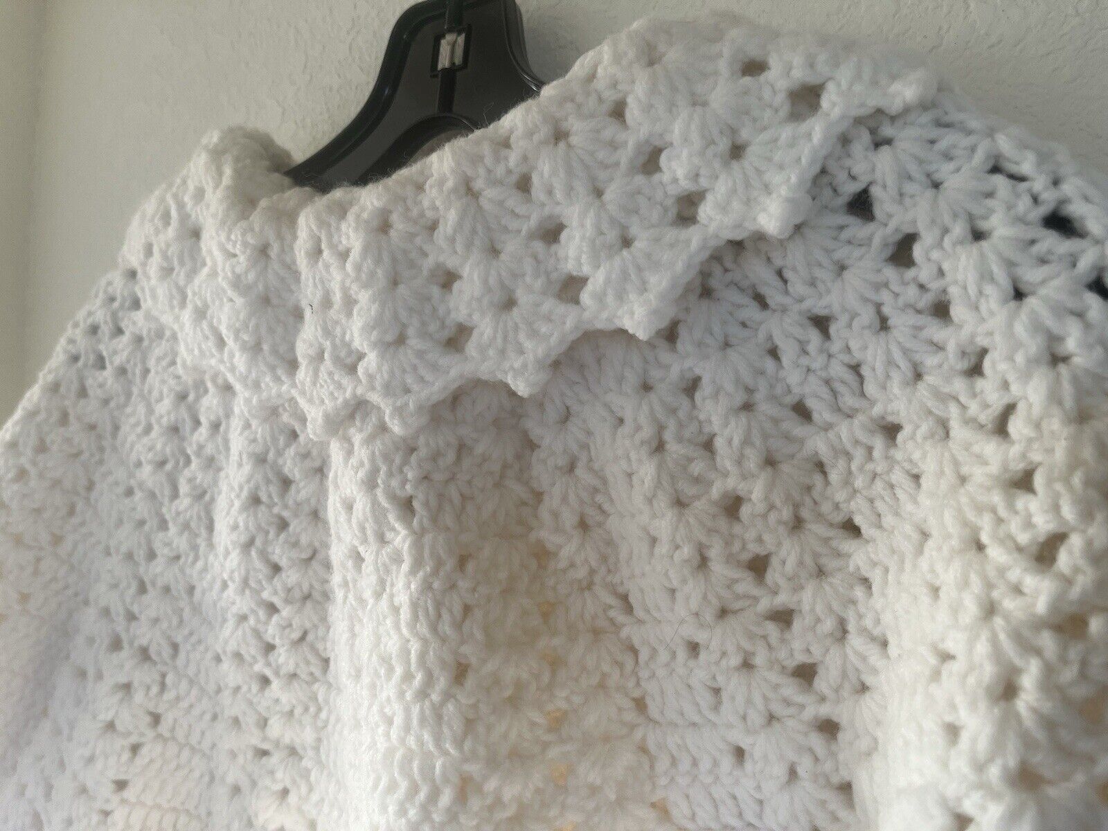 Vtg White Chunky Knit Shrug Top Bed Jacket Linger… - image 3