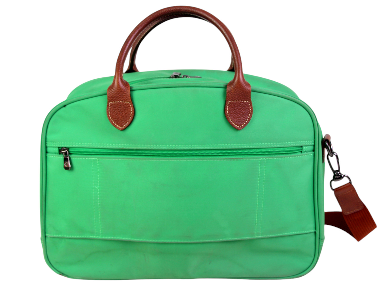 Longchamp GREEN CANVAS BROWN LEATHER ZIP AROUND T… - image 6