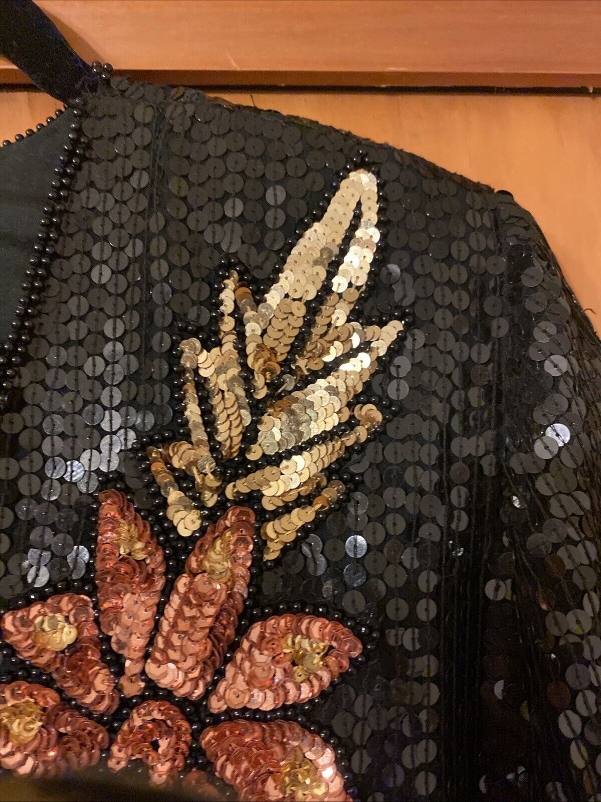 Vintage Stenay Plus Beaded and Sequin Floral Blac… - image 5