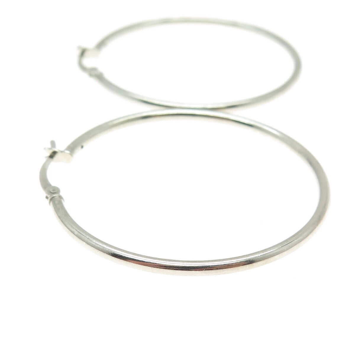 925 Sterling Silver Classic Hinged Hoop Earrings - image 5