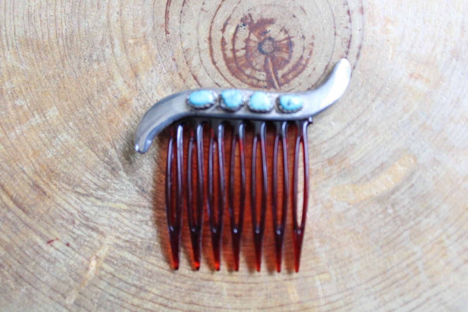 Turquoise & Sterling Silver Hair Comb Hair Clip N… - image 3