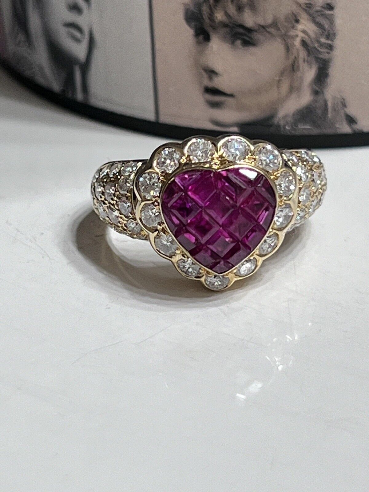 Diamond  & Ruby 18k Solid Yellow Gold - image 1