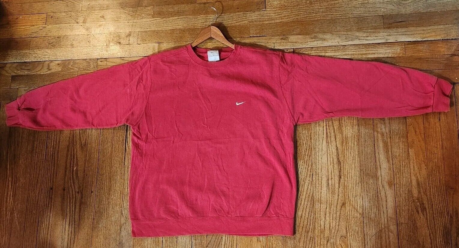 Vtg Y2K Nike Crewneck Red Pullover Sweatshirt Sz … - image 3