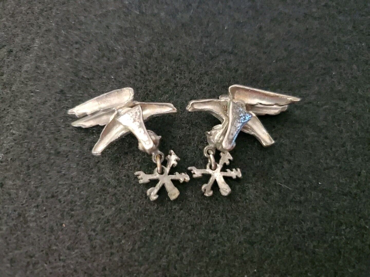 Vintage Rare Monet Eagle Bird Compass Clip On Ear… - image 6