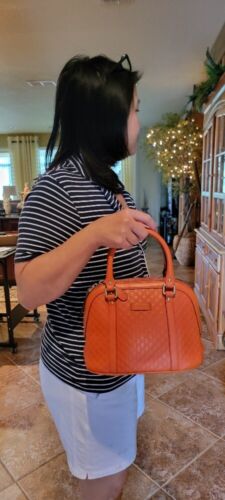 GUCCI Micro Guccissma GG Bree Sun Orange Leather S