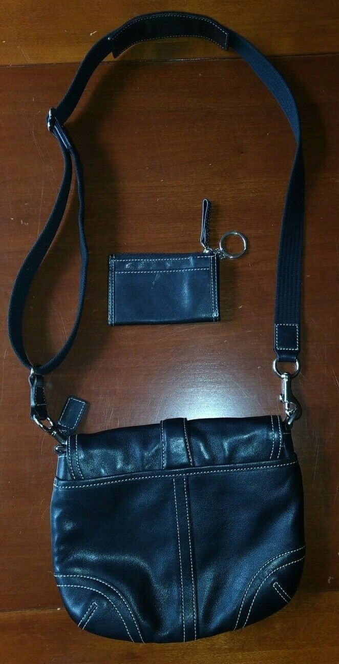 COACH Soho Soft Black Leather Buckle Flap Purse 7… - image 2