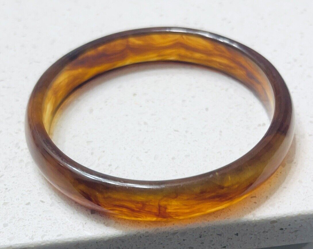 True Vintage Amber & Root beer Swirled Lucite Ban… - image 6