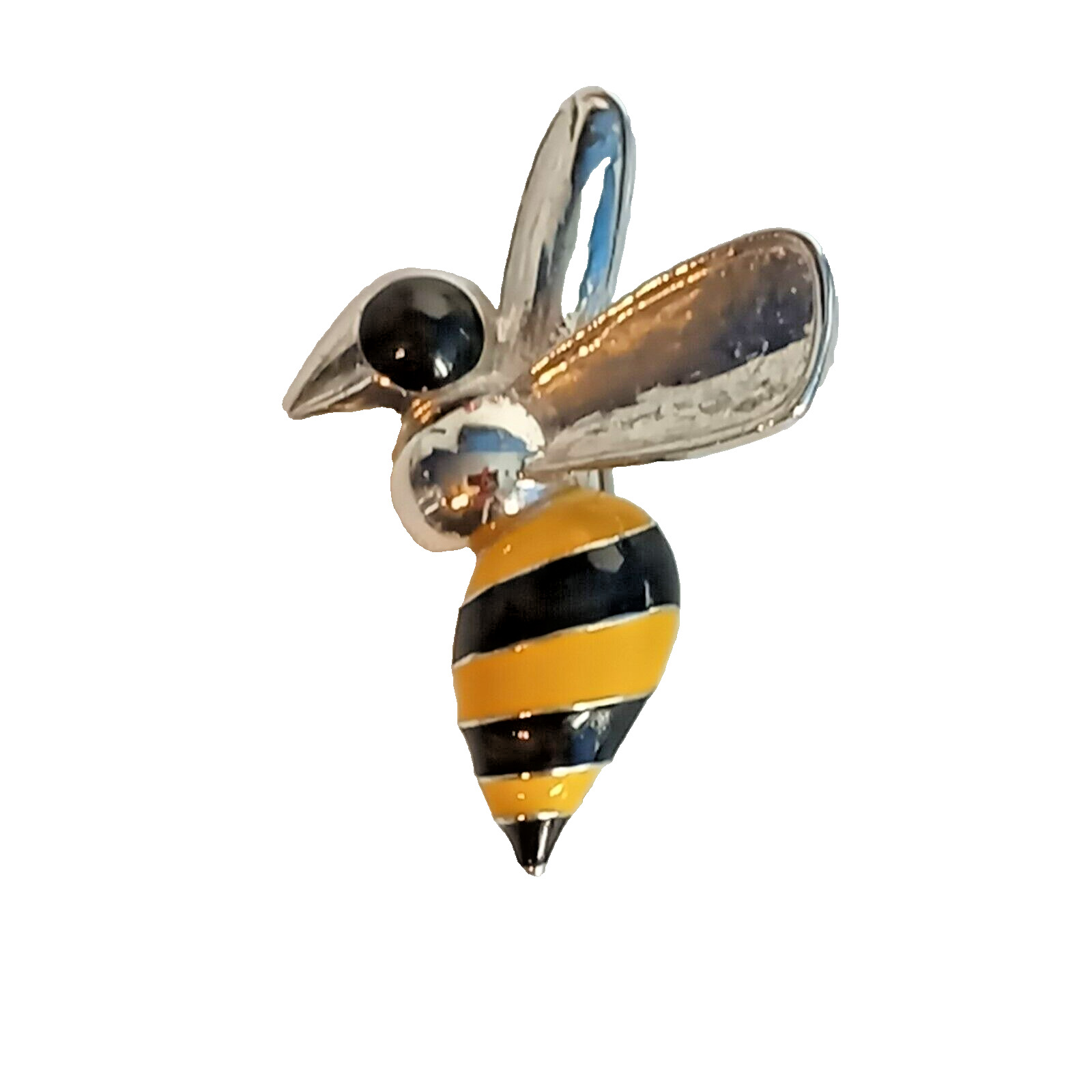 Bumble Bee Wasp Yellow & Black Enamel Vintage Sil… - image 4