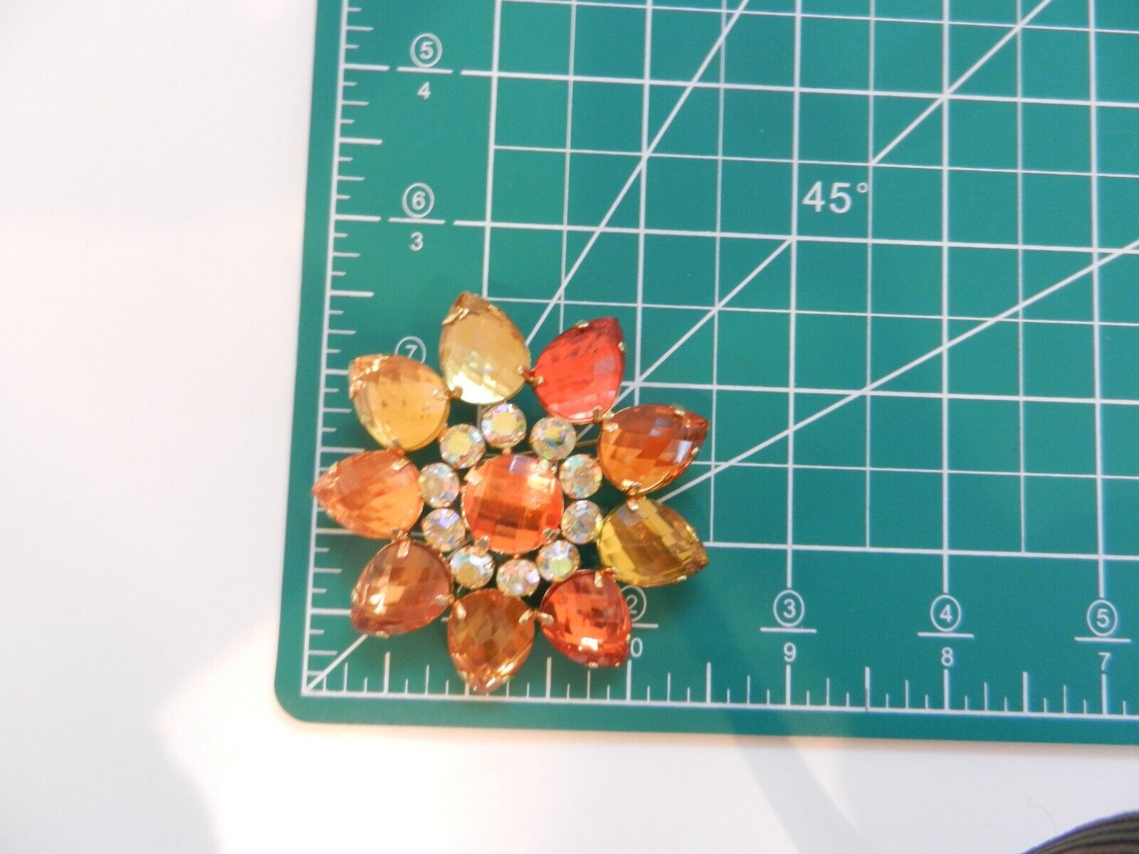 Joan Rivers Autumn Colors AB Flower Brooch Orange… - image 4