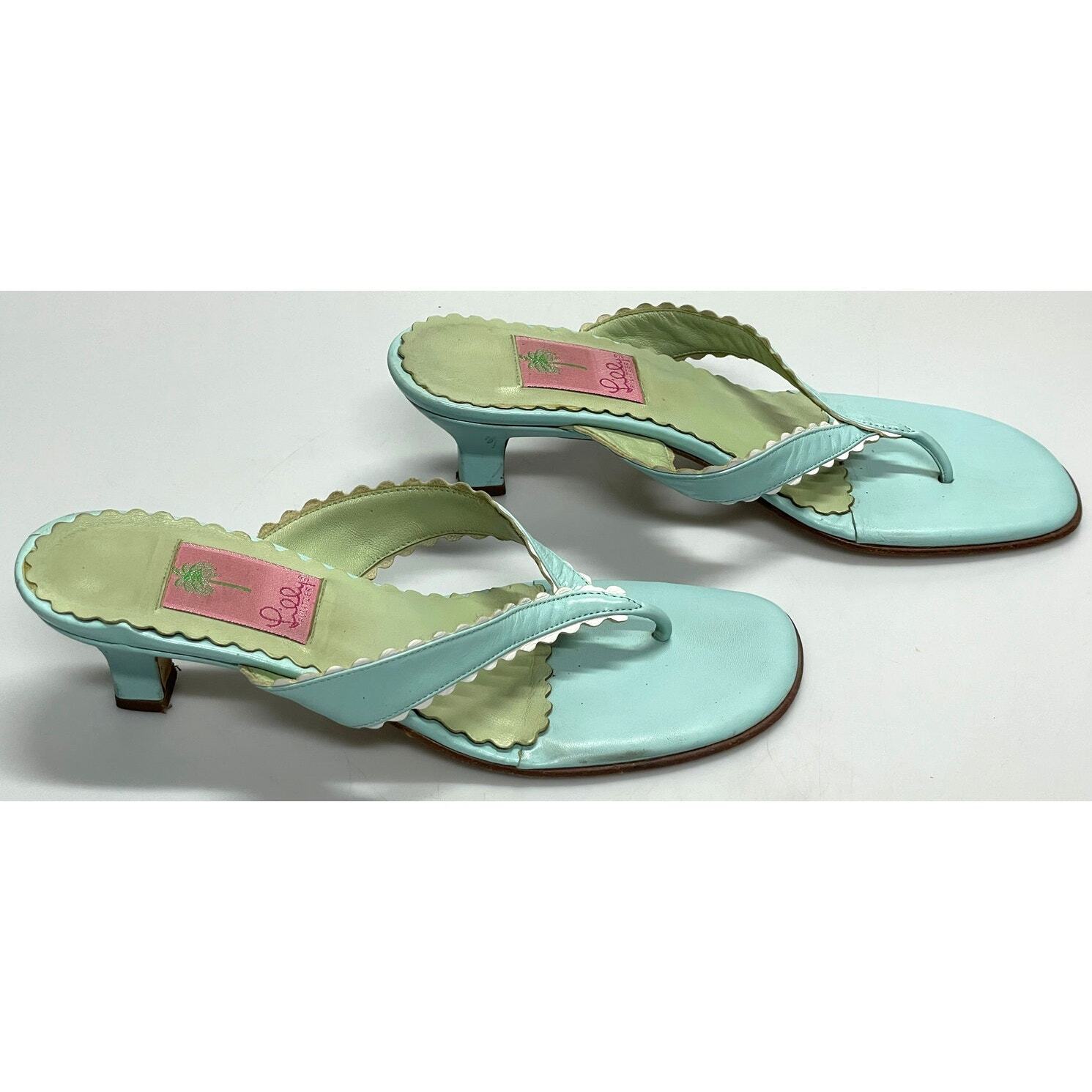 Lilly Pulitzer Blue & Green Kitten Heel Sandals W… - image 8