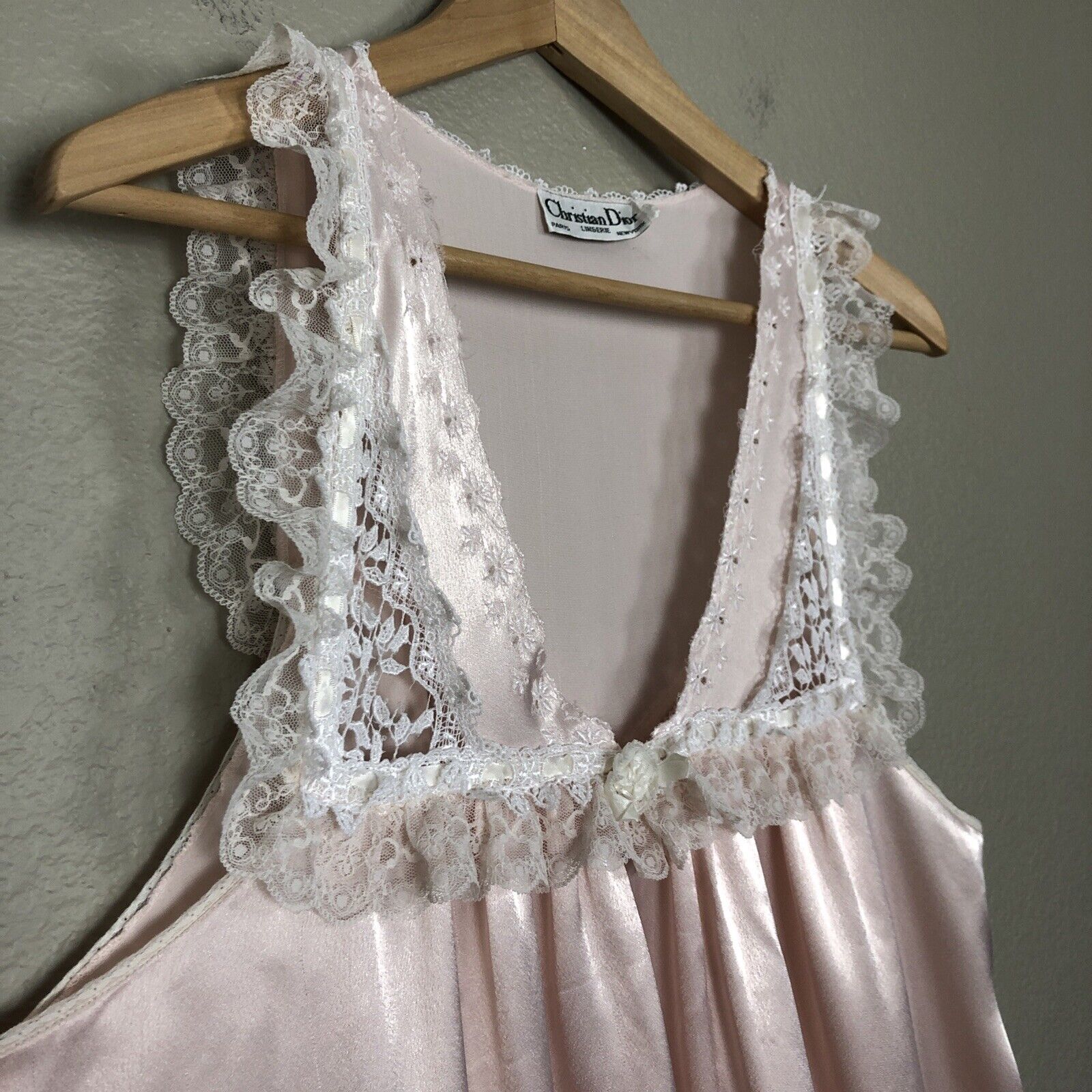 Christian Dior Lingerie VTG Size L 42" Satin Lace… - image 7