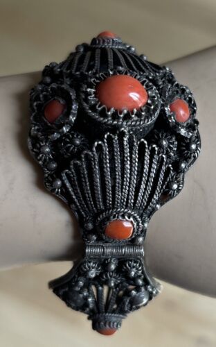 Nice Antique Victorian 19thc Silver Filigree Cora… - image 1