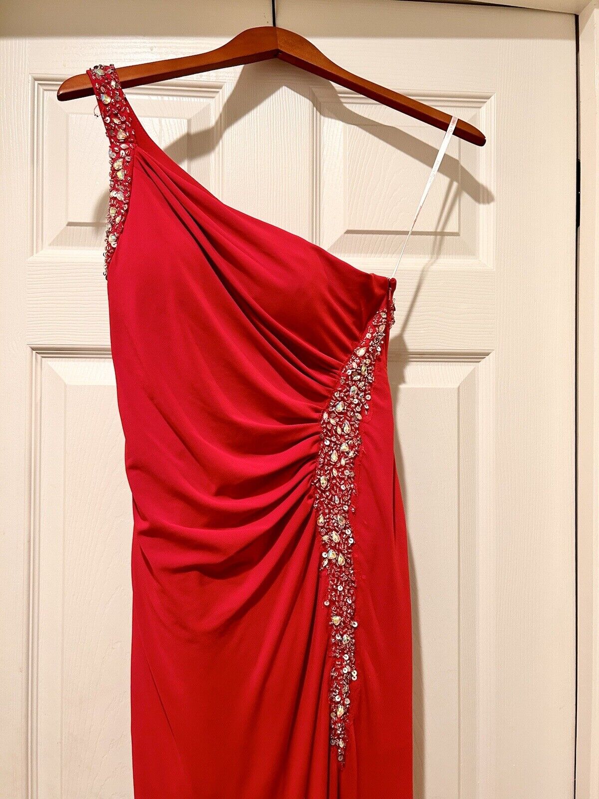 Formal Floor Length, One shoulder, Red Gown with … - image 7