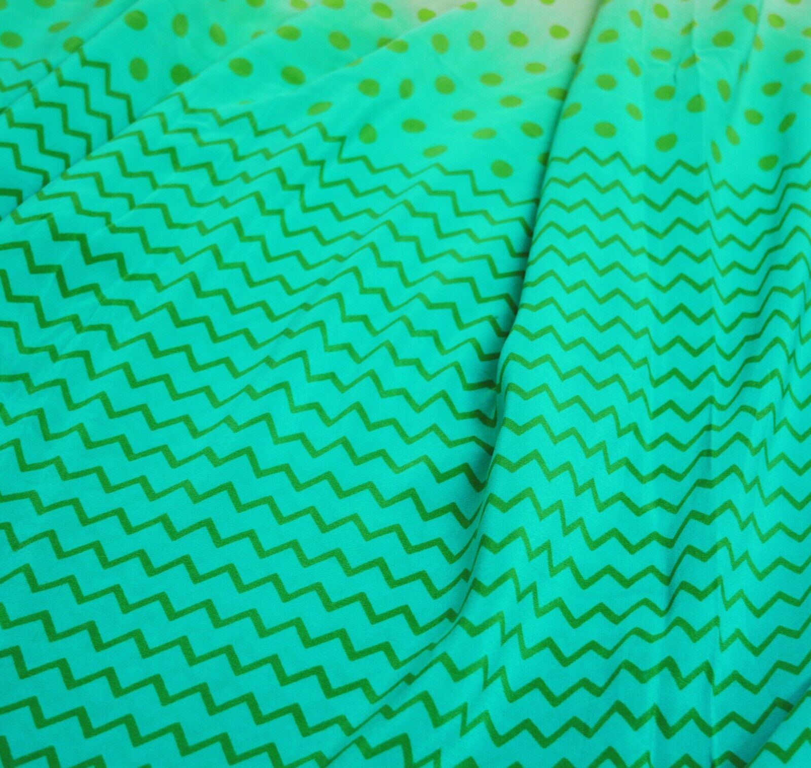 Vintage Green Saree Pure Crepe Silk Printed India… - image 10