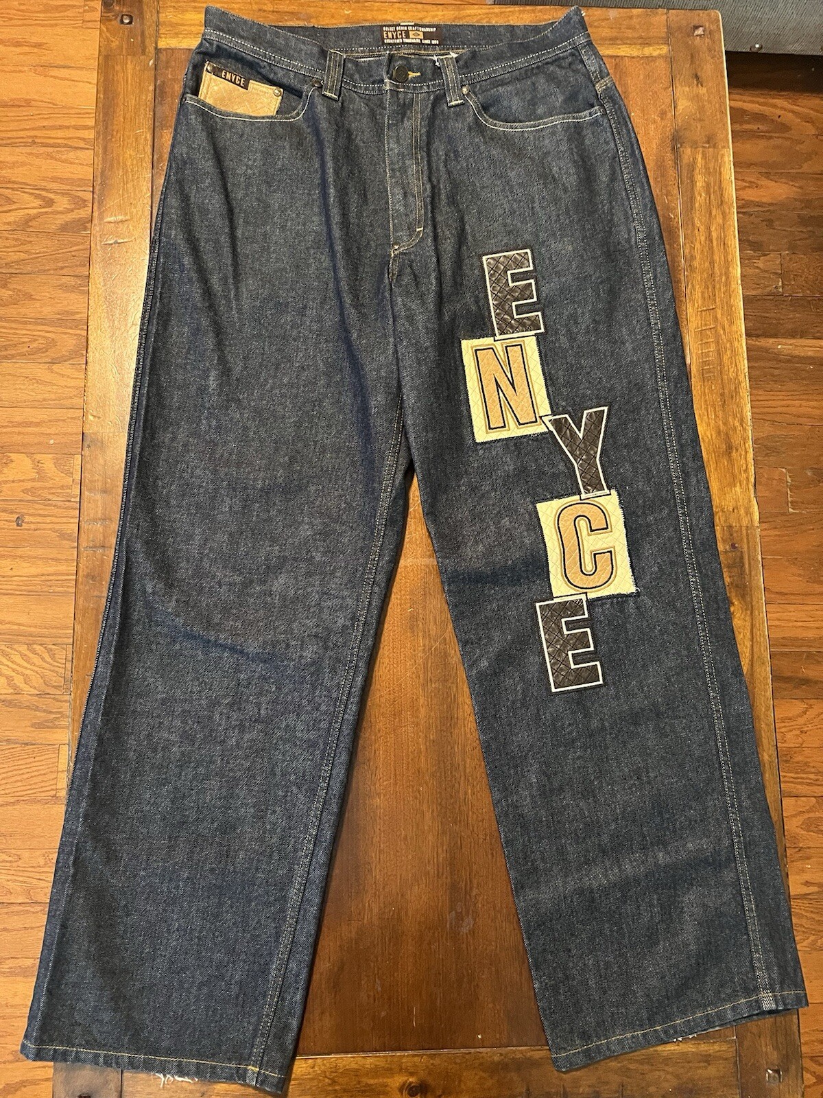 Vtg Enyce Baggy Embroidered Wide Leg Y2K Jeans 34… - image 2