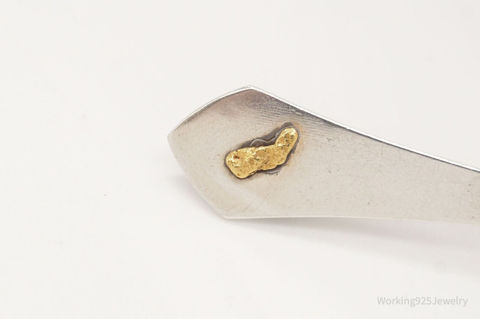 Antique Gold Nugget Sterling Silver Spoon Brooch … - image 5